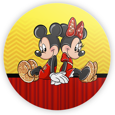 Capa Painel Redondo Sublimado - Mickey E Minnie