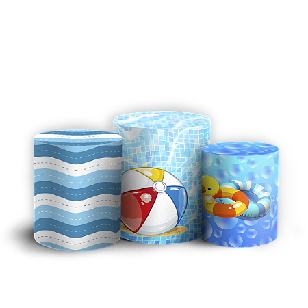 Capas Trio Cilindro Sublimado Vest Facil - Pool Party