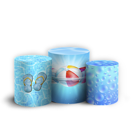 Capas Trio Cilindro Sublimado Vest Facil - Pool Party