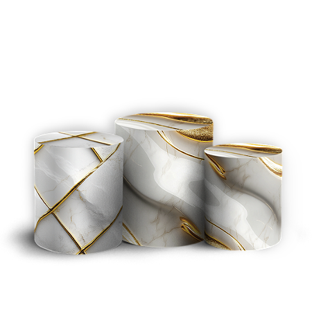 Capas Trio Cilindro Sublimado Vest Facil - Marmore Dourado