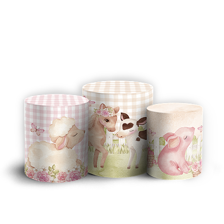 Capas Trio Cilindro Sublimado Vest Facil - Fazendinha