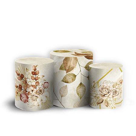 Capas Trio Cilindro Sublimado Vest Facil - Floral
