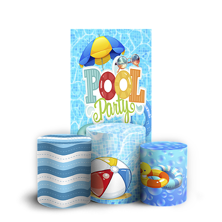 Capas Faixa Lateral e Trio Cilindro Sublimado Vest Facil - Pool Party