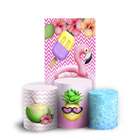 Capas Faixa Lateral e Trio Cilindro Sublimado Vest Facil - Pool Party