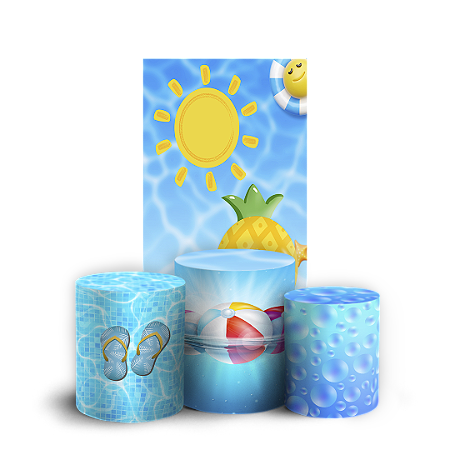 Capas Faixa Lateral e Trio Cilindro Sublimado Vest Facil - Pool Party