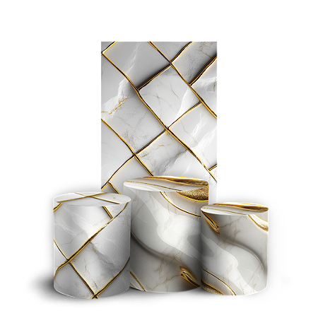 Capas Faixa Lateral e Trio Cilindro Sublimado Vest Facil - Marmore Dourado