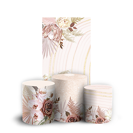 Capas Faixa Lateral e Trio Cilindro Sublimado Vest Facil - Floral