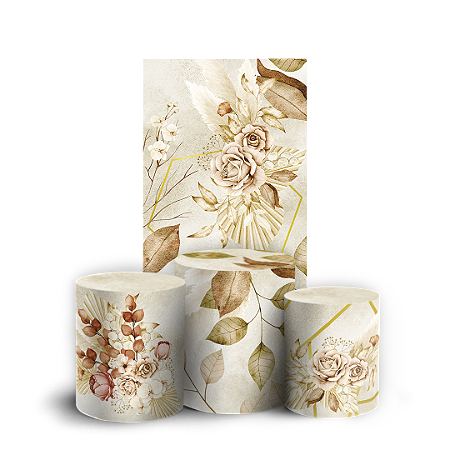 Capas Faixa Lateral e Trio Cilindro Sublimado Vest Facil - Floral