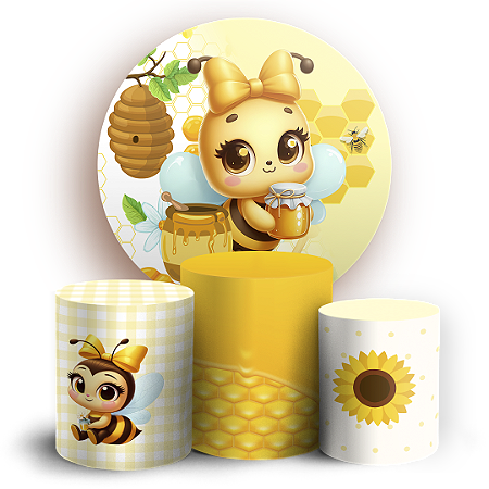 Capas Painel Redondo e Trio Cilindro Sublimado - Abelha