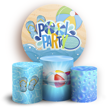 Capas Painel Redondo e Trio Cilindro Sublimado - Pool Party
