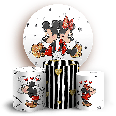 Capas Painel Redondo e Trio Cilindro Sublimado - Mickey E Minnie