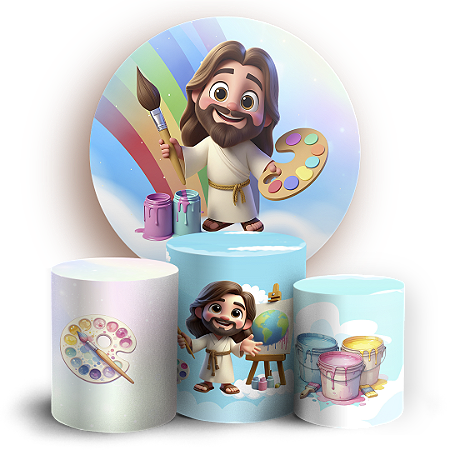 Capas Painel Redondo e Trio Cilindro Sublimado - Jesus Pintor