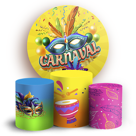 Capas Painel Redondo e Trio Cilindro Sublimado - Carnaval