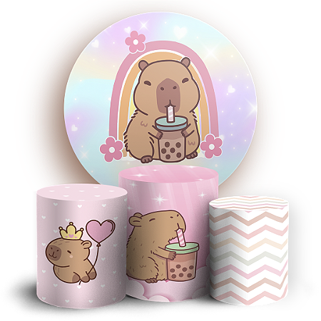 Capas Painel Redondo e Trio Cilindro Sublimado - Capivara