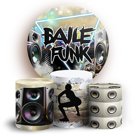 Capas Painel Redondo e Trio Cilindro Sublimado - Baile Funk