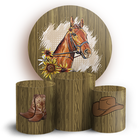 Capas Painel Redondo e Trio Cilindro Sublimado - Cavalo