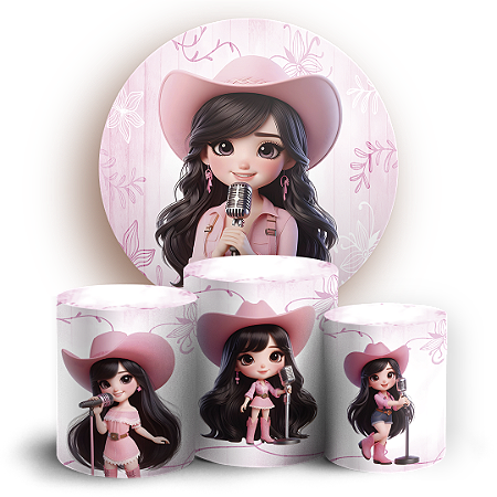 Capas Painel Redondo e Trio Cilindro Sublimado - Ana Castela Boiadeira