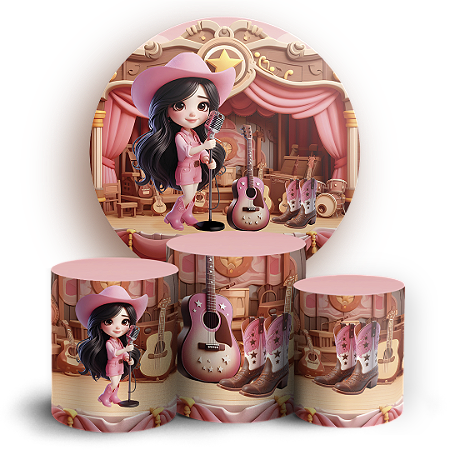 Capas Painel Redondo e Trio Cilindro Sublimado - Ana Castela Boiadeira