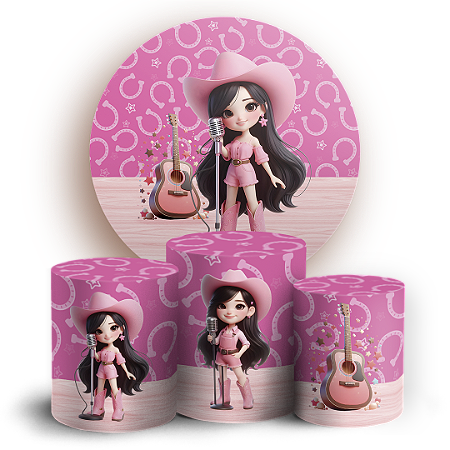 Capas Painel Redondo e Trio Cilindro Sublimado - Ana Castela Boiadeira