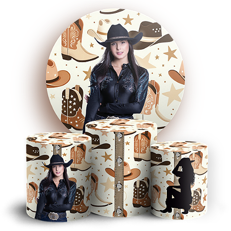 Capas Painel Redondo e Trio Cilindro Sublimado - Ana Castela Boiadeira