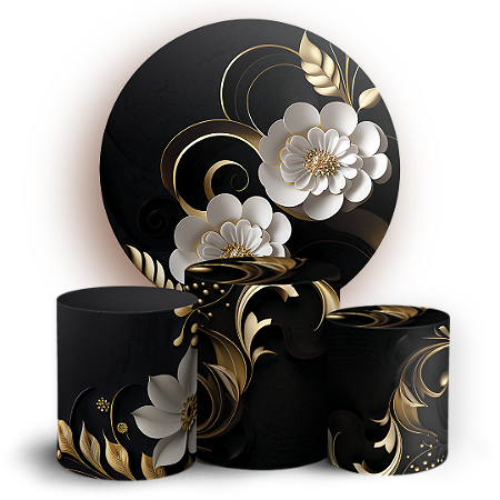 Capas Painel Redondo e Trio Cilindro Sublimado - Floral