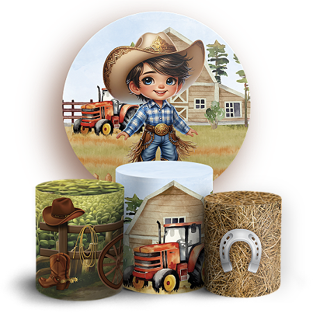 Capas Painel Redondo e Trio Cilindro Sublimado - Fazendinha