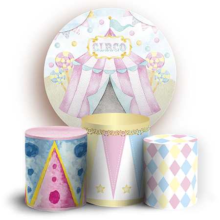 Capas Painel Redondo e Trio Cilindro Sublimado - Circo