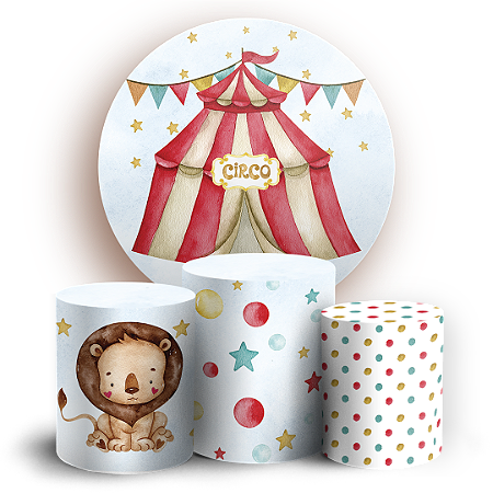 Capas Painel Redondo e Trio Cilindro Sublimado - Circo