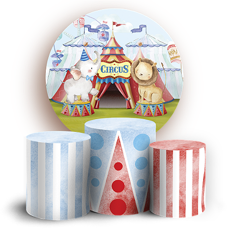 Capas Painel Redondo e Trio Cilindro Sublimado - Circo
