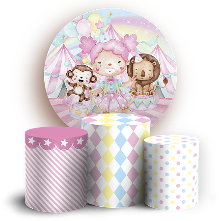 Capas Painel Redondo e Trio Cilindro Sublimado - Circo