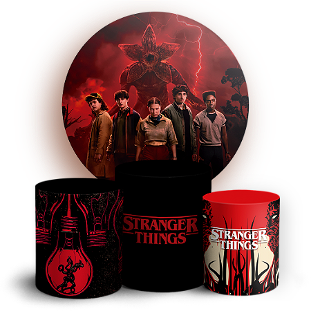 Capas Painel Redondo e Trio Cilindro Sublimado - Stranger Things