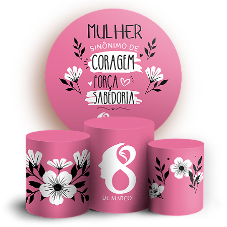 Capas Painel Redondo e Trio Cilindro Sublimado - Dia da Mulher