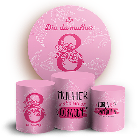 Capas Painel Redondo e Trio Cilindro Sublimado - Dia da Mulher