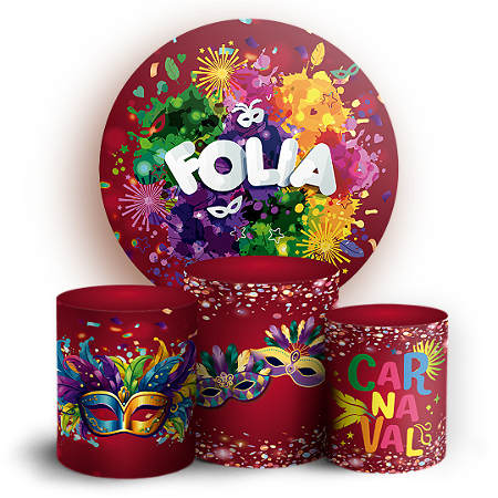 Capas Painel Redondo e Trio Cilindro Sublimado - Carnaval