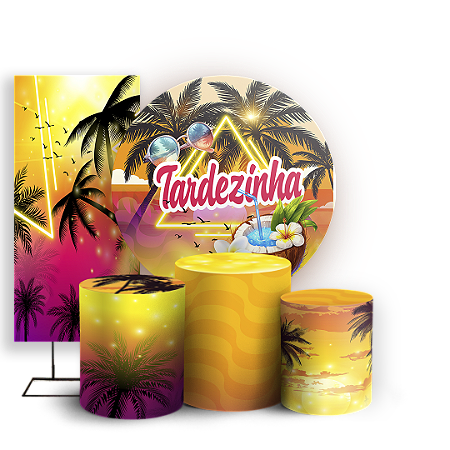 Capas Painel Redondo Trio Cilindro e Faixa Lateral Sublimado - Tardezinha