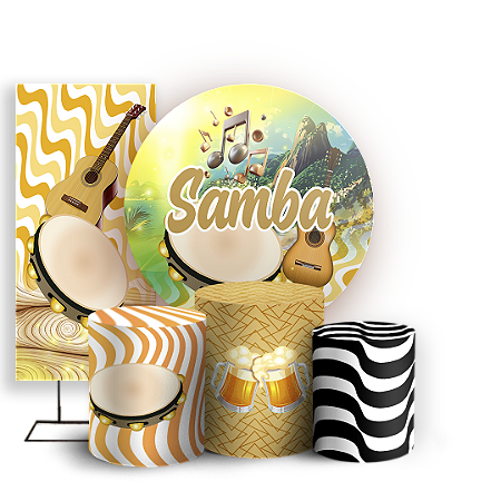Capas Painel Redondo Trio Cilindro e Faixa Lateral Sublimado - Samba