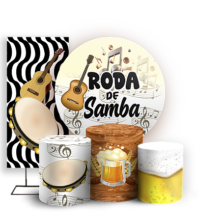 Capas Painel Redondo Trio Cilindro e Faixa Lateral Sublimado - Samba