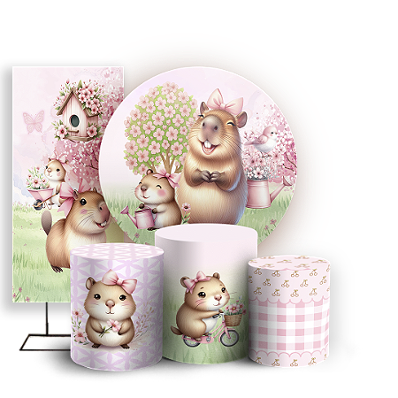 Capas Painel Redondo Trio Cilindro e Faixa Lateral Sublimado - Capivara