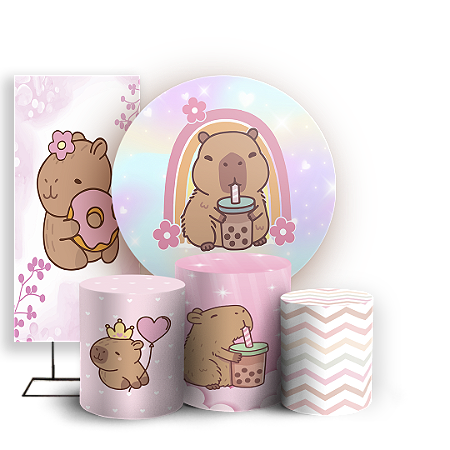 Capas Painel Redondo Trio Cilindro e Faixa Lateral Sublimado - Capivara