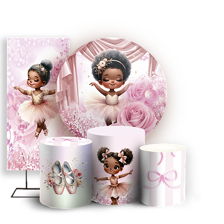 Capas Painel Redondo Trio Cilindro e Faixa Lateral Sublimado - Bailarina