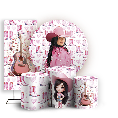 Capas Painel Redondo Trio Cilindro e Faixa Lateral Sublimado - Ana-Castela-Boiadeira