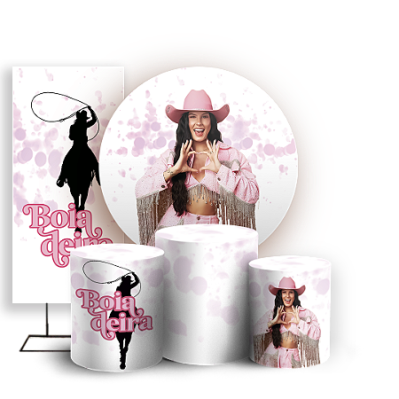 Capas Painel Redondo Trio Cilindro e Faixa Lateral Sublimado - Ana-Castela-Boiadeira