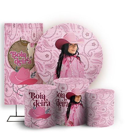 Capas Painel Redondo Trio Cilindro e Faixa Lateral Sublimado - Ana-Castela-Boiadeira