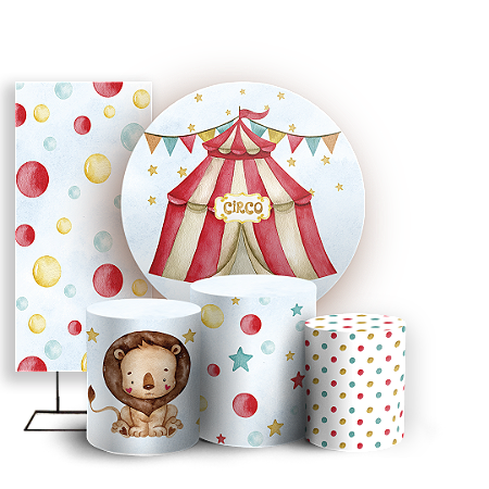 Capas Painel Redondo Trio Cilindro e Faixa Lateral Sublimado - Circo