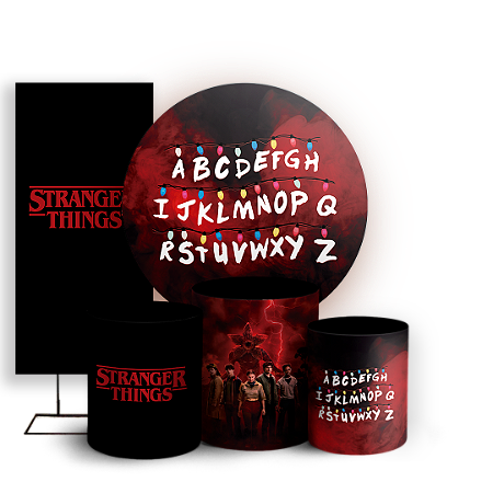 Capas Painel Redondo Trio Cilindro e Faixa Lateral Sublimado - Stranger Things