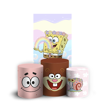 Capas Faixa Lateral e Trio Cilindro Sublimado Vest Facil - Bob Esponja