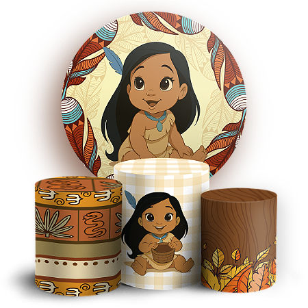 Capas Painel Redondo e Trio Cilindro Sublimado - Pocahondas Baby