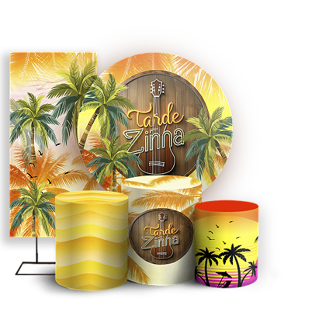 Capas Painel Redondo Trio Cilindro e Faixa Lateral Sublimado - Tardezinha