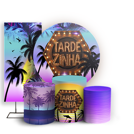 Capas Painel Redondo Trio Cilindro e Faixa Lateral Sublimado - Tardezinha