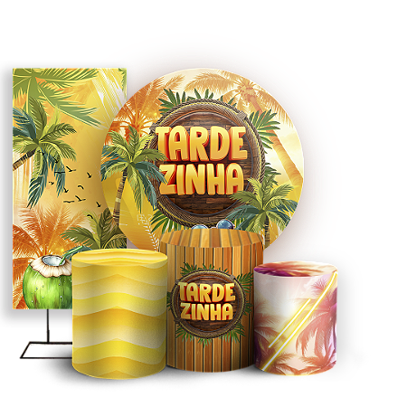Capas Painel Redondo Trio Cilindro e Faixa Lateral Sublimado - Tardezinha